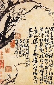花の下尾梅 1694 年古い中国の墨 Oil Paintings